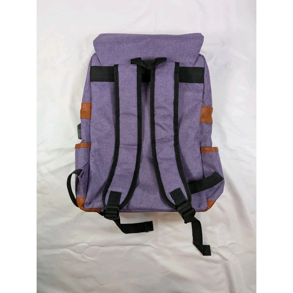 Purple Laptop Backpack with Contrast Trim - Unbranded